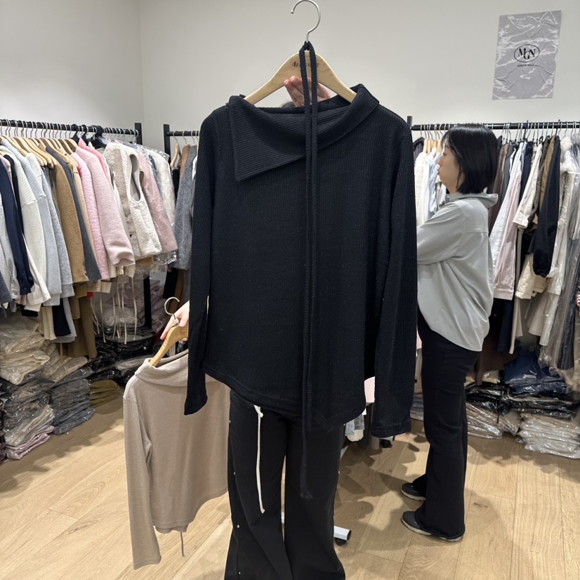 M.G.N㊣東大門實拍女裝新品推薦人氣職業長袖T恤含腰帶春款MAGNET長袖T恤圖色3
