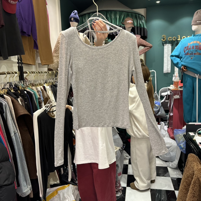 3COLOR韓國代購㊣女裝新款真品長袖T恤春款Three color長袖T恤