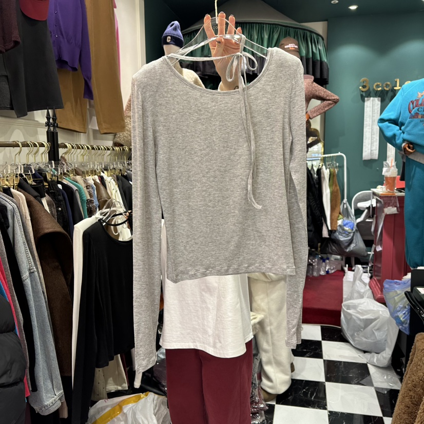 3COLOR韓國代購㊣女裝新款真品長袖T恤春款Three color長袖T恤圖色3