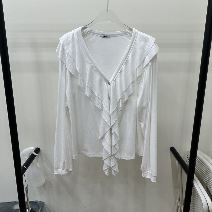 ARR㊣東大門實拍女士新款人氣時尚熱賣長袖T恤荷葉邊春款開衫ARR長袖T恤圖色1