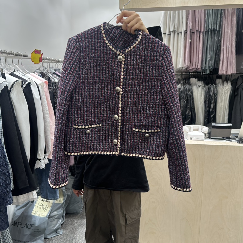 NAPKIN韓國直郵㊣女裝新款推薦職業真品人氣夾克粗花呢春款NAPKIN夾克圖色1