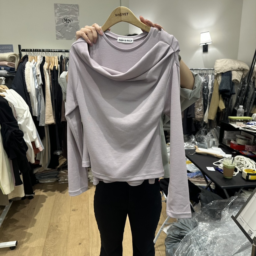 M.G.N㊣東大門實拍女裝新品人氣時尚26春夏長袖T恤假兩件春款MAGNET長袖T恤圖色2