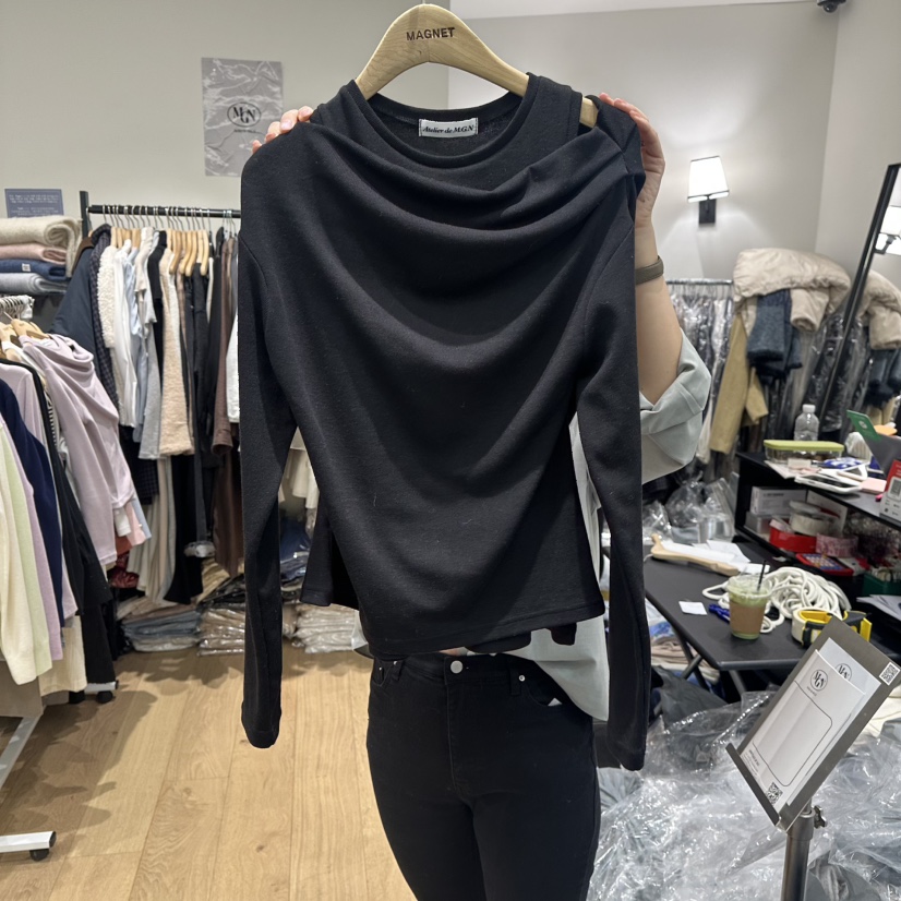 M.G.N㊣東大門實拍女裝新品人氣時尚26春夏長袖T恤假兩件春款MAGNET長袖T恤圖色4