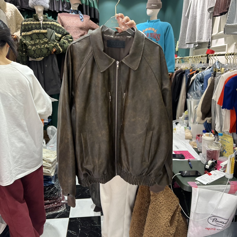 3COLOR韓國直郵㊣女士新款職業夾克皮革春款Three color夾克圖色2