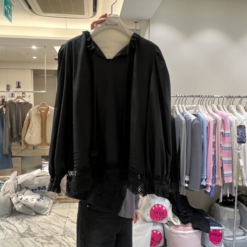 BY FLOW㊣東大門代購女士新款26春夏熱賣人氣襯衫蕾絲衫流蘇BY FLOW襯衫/蕾絲衫圖色2