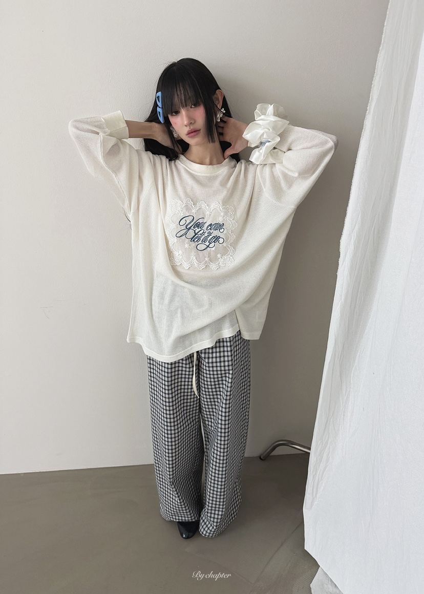 BY CHAPTER韓國直郵㊣女裝新品推薦休閑熱賣長袖T恤春款透明BY Chapter長袖T恤