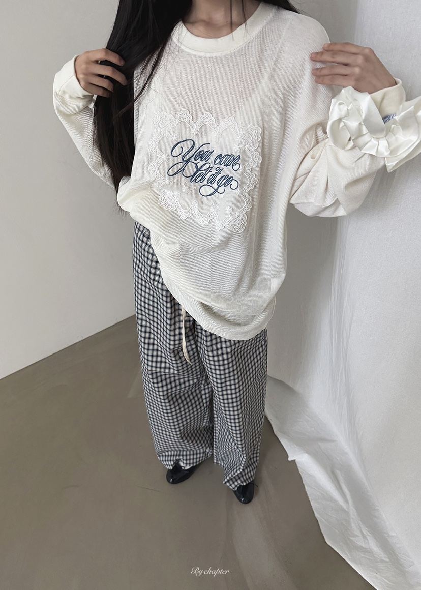 BY CHAPTER韓國直郵㊣女裝新品推薦休閑熱賣長袖T恤春款透明BY Chapter長袖T恤