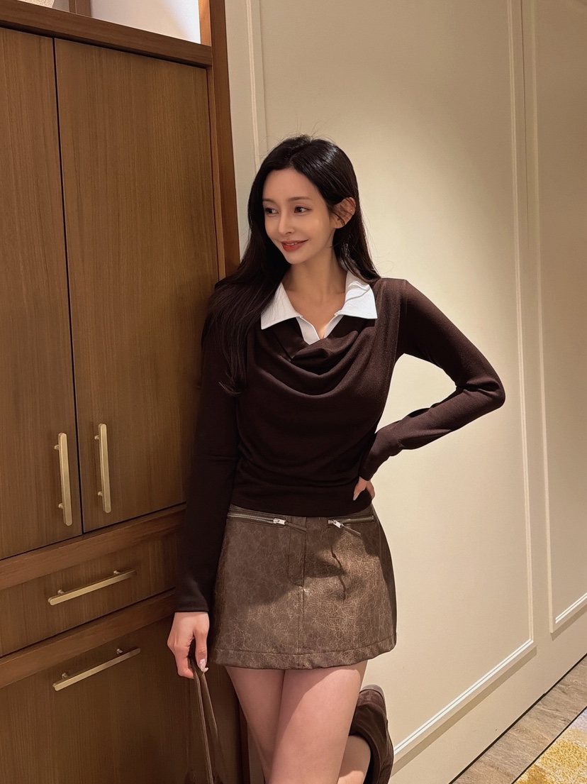 CLOTH㊣東大門實拍女裝新款真品推薦時尚休閑長袖T恤假兩件CLOTH長袖T恤