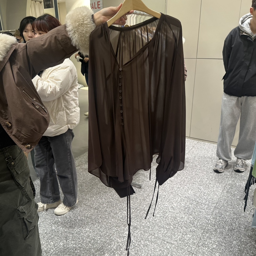 SOF韓國直郵㊣女裝新款時尚26春夏熱賣真品職業襯衫蕾絲衫春款SOF襯衫/蕾絲衫圖色2棕色