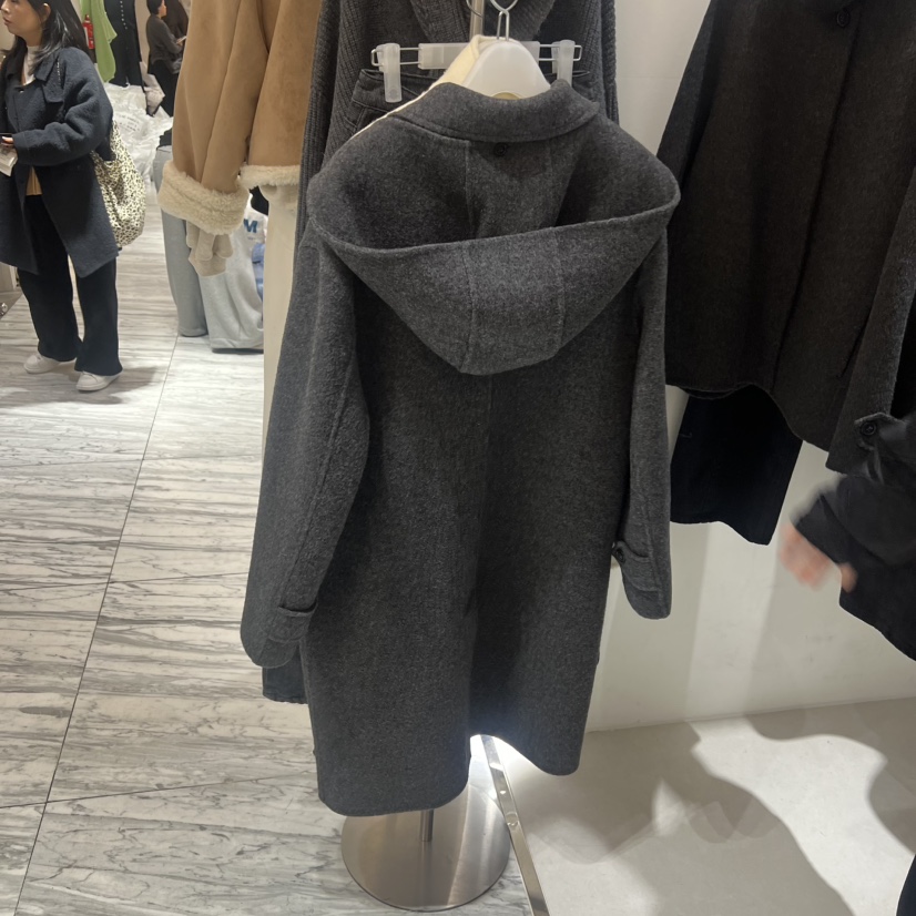 MONDAY TO SUNDAY東大門代購女士新品人氣中長款大衣連帽長款MONDAY TO SUNDAY中長款大衣