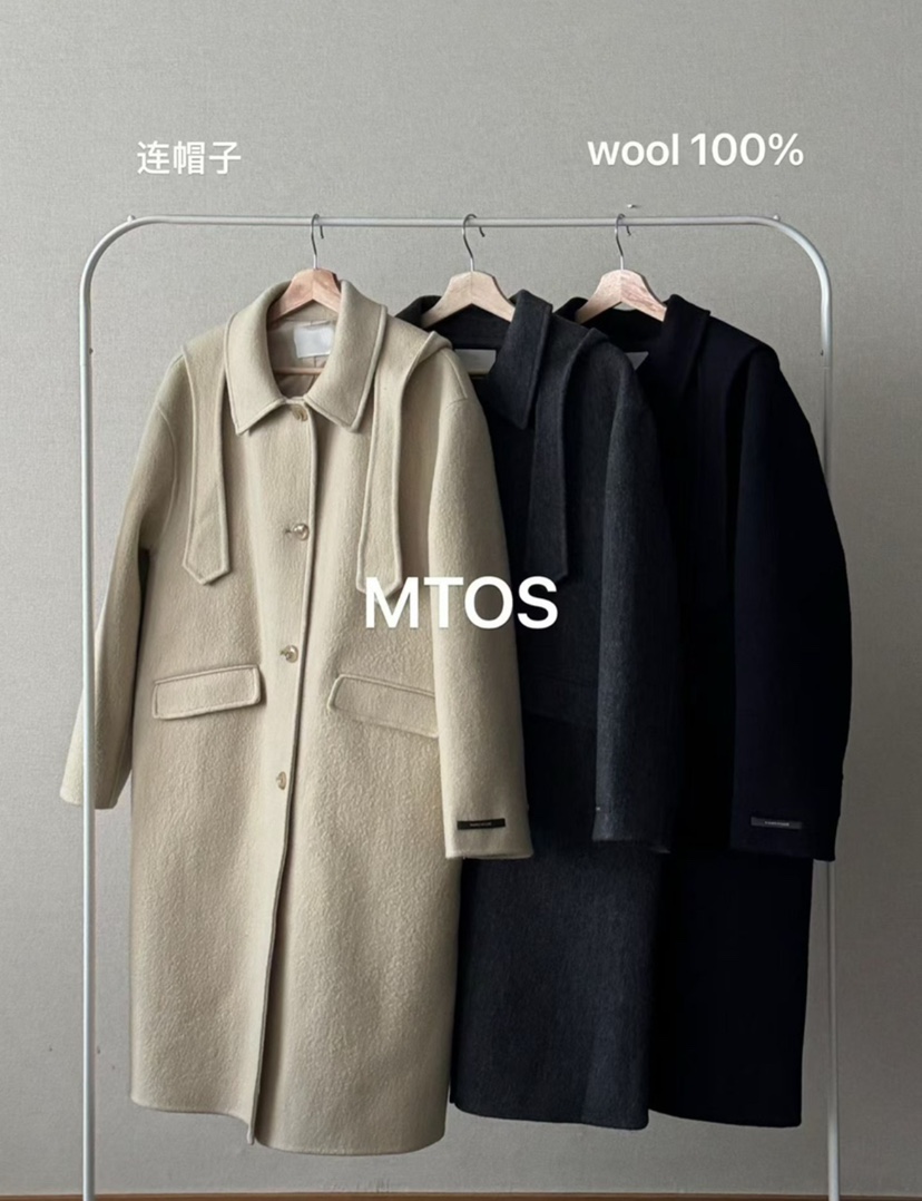 MONDAY TO SUNDAY東大門代購女士新品人氣中長款大衣連帽長款MONDAY TO SUNDAY中長款大衣圖色1左一色