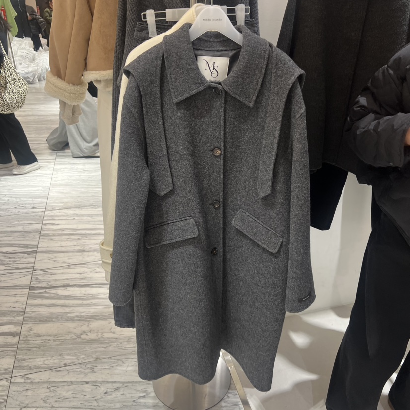 MONDAY TO SUNDAY東大門代購女士新品人氣中長款大衣連帽長款MONDAY TO SUNDAY中長款大衣圖色2