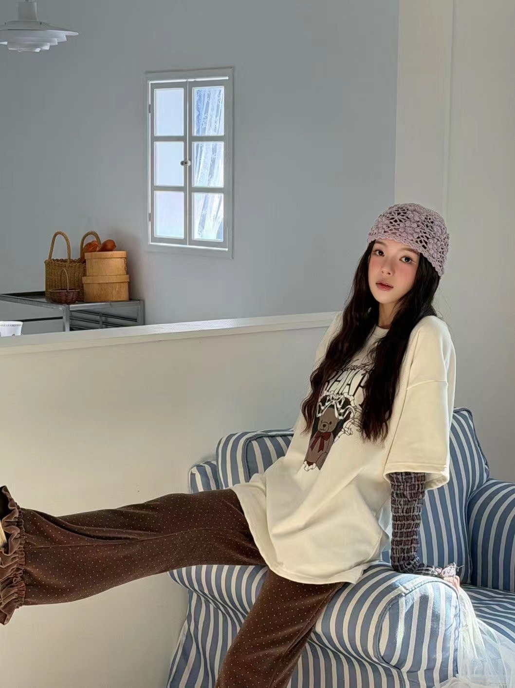 GISELE韓國直郵女裝新款休閑熱賣25秋冬職業長袖T恤假兩件GISELE長袖T恤