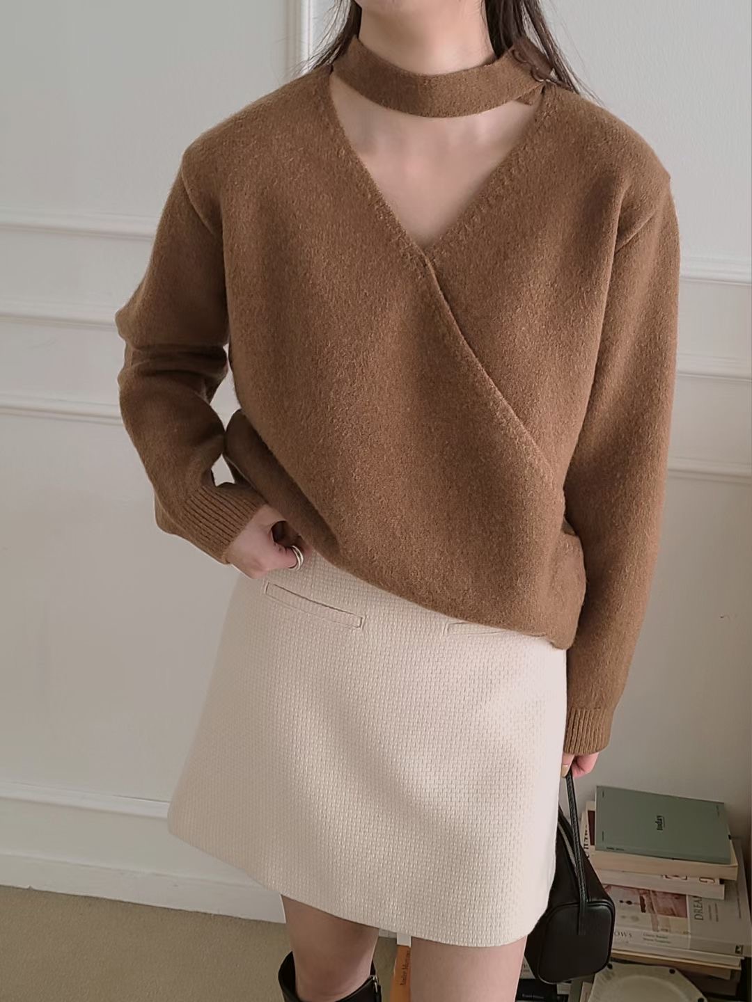 BRING東大門代購女裝新款職業推薦熱賣時尚25秋冬針織衫含脖帶BRING針織衫圖色1