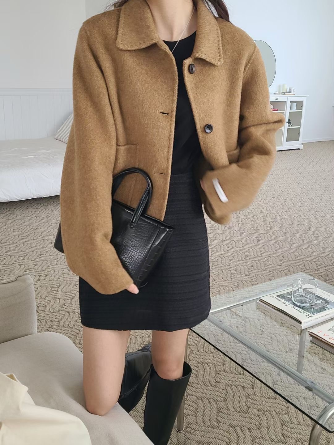 BRING韓國直郵女士新品推薦人氣休閑25秋冬時尚熱賣短款大衣BRING短款大衣圖色2