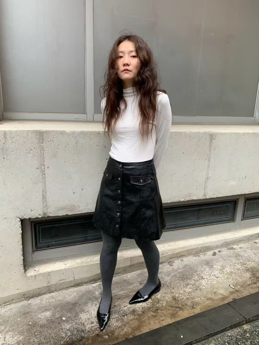 RARASHOW韓國直郵女士新款人氣時尚職業半身裙中短裙皮革RARASHOW半身裙/中短裙