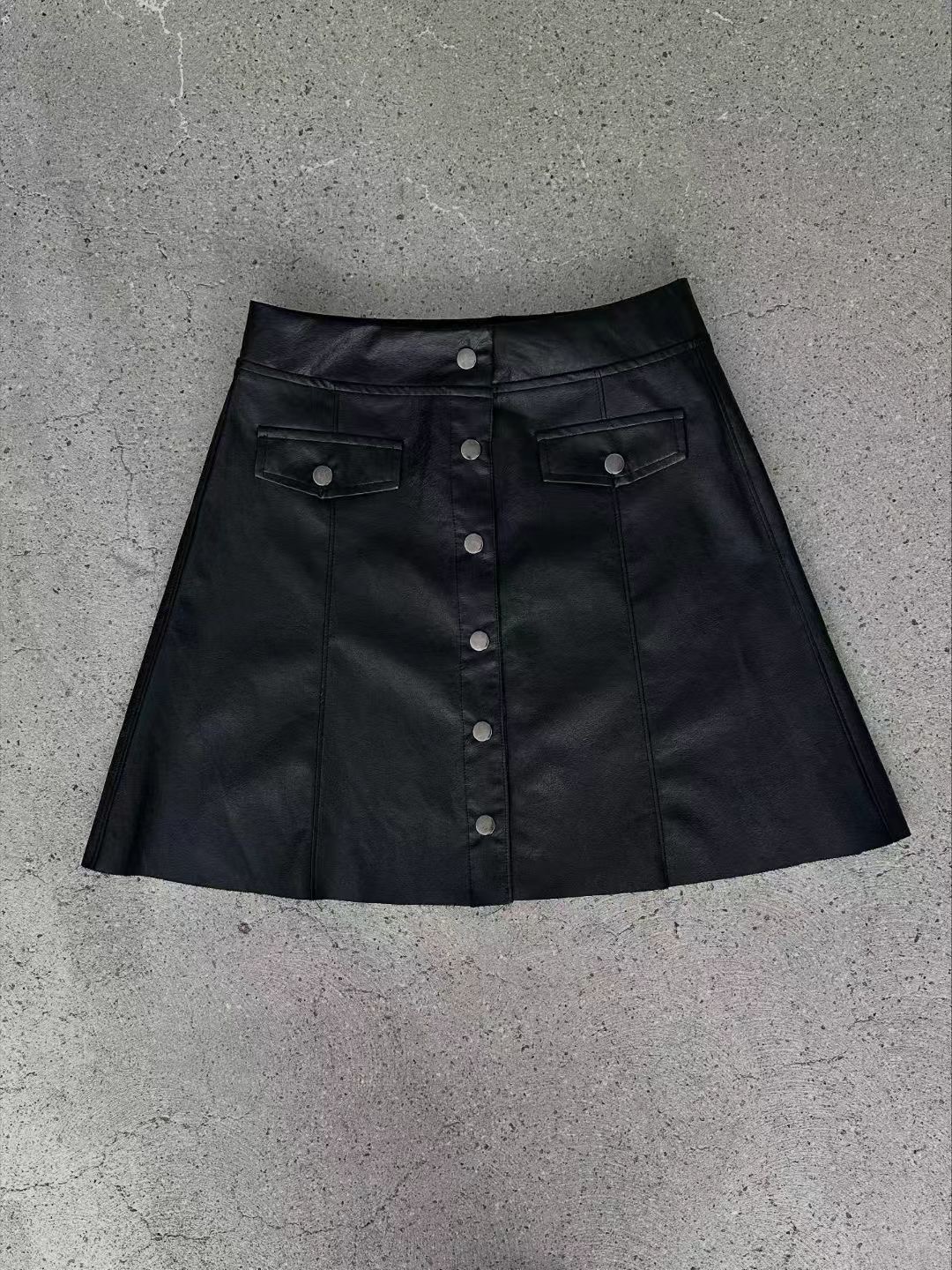 RARASHOW韓國直郵女士新款人氣時尚職業半身裙中短裙皮革RARASHOW半身裙/中短裙圖色1