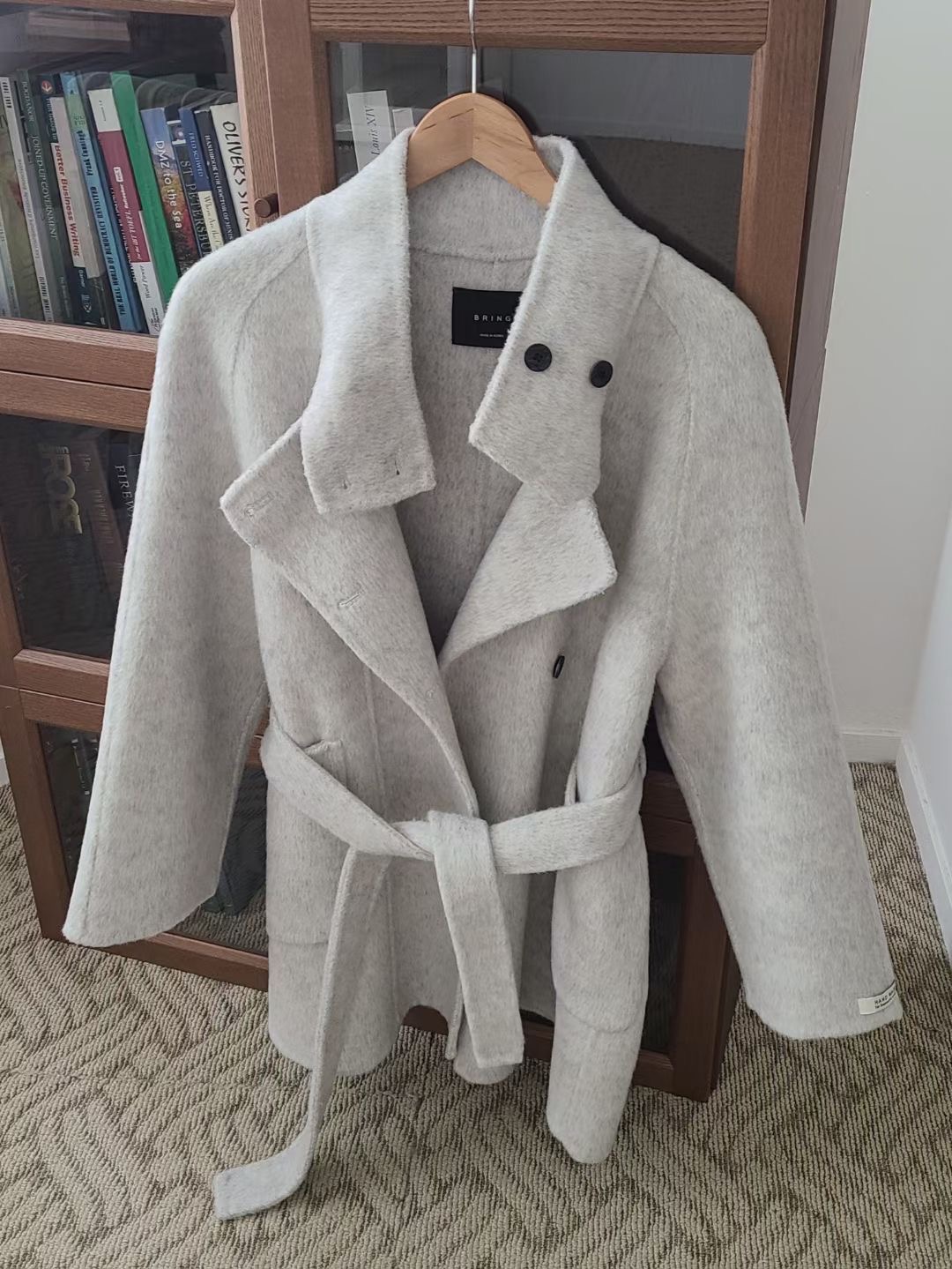 BRING東大門直郵女裝新品時尚推薦休閑人氣中長款大衣含腰帶BRING中長款大衣圖色1