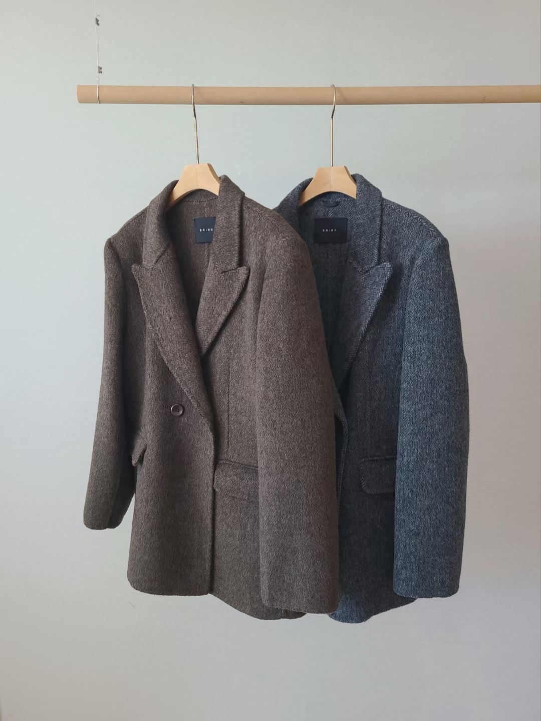 BRING韓國代購女士新品休閑職業推薦25秋冬時尚中長款大衣BRING中長款大衣