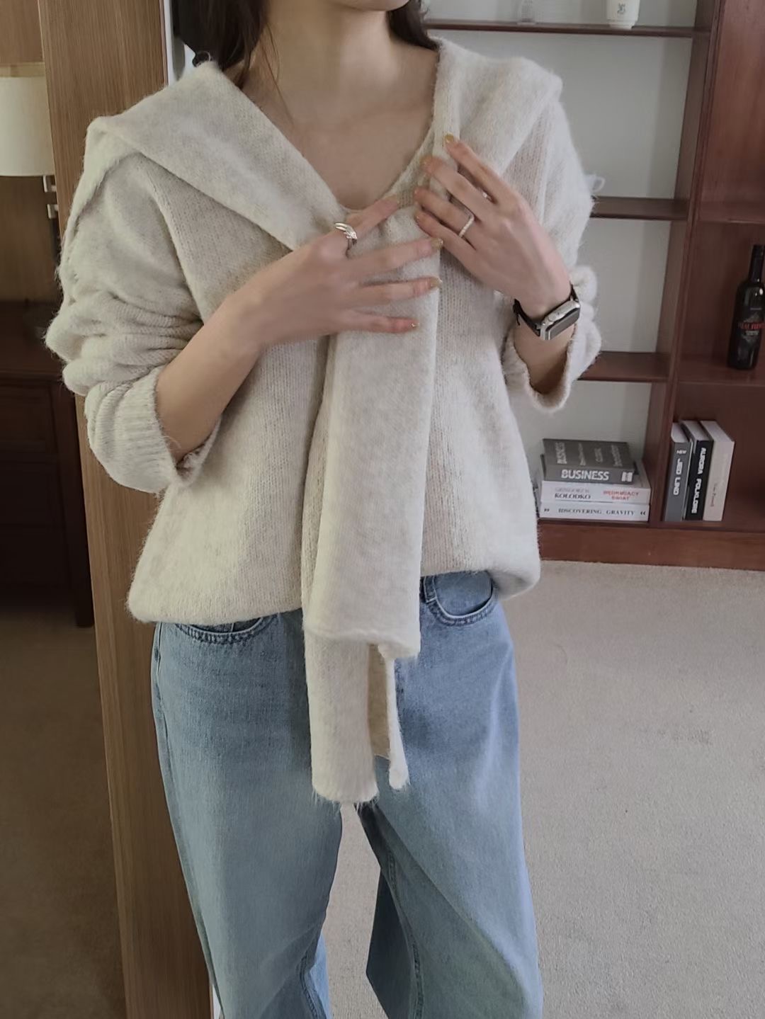 BRING韓國代購女裝新品職業時尚人氣休閑推薦針織衫不含披肩BRING針織衫圖色1