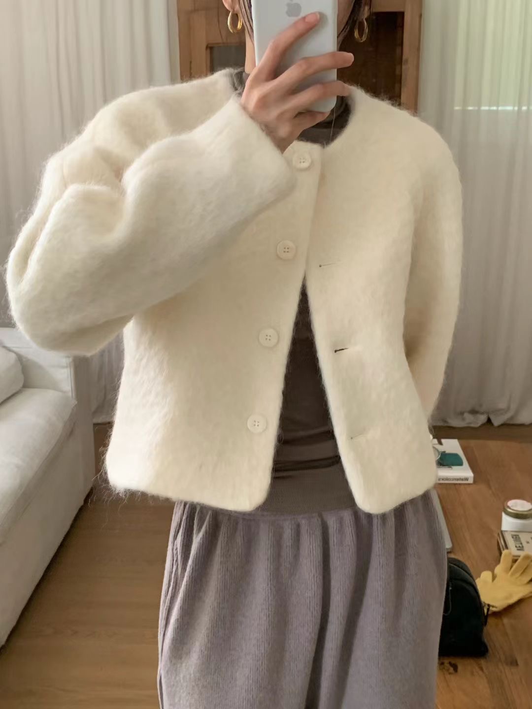 RARASHOW東大門實拍女士新款推薦25秋冬人氣夾克毛圈羊毛RARASHOW夾克圖色2