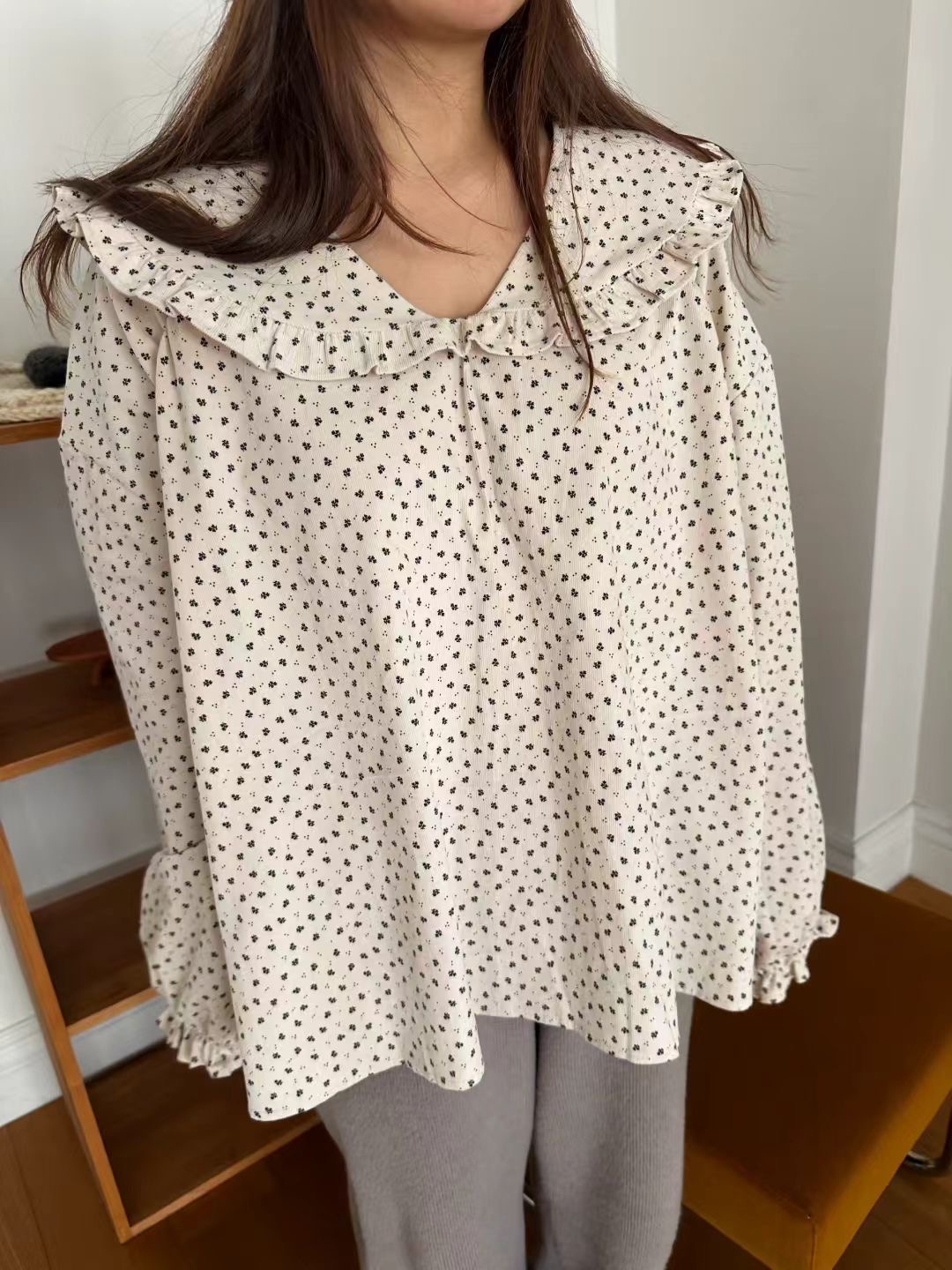 RARASHOW韓國直郵女裝新品推薦職業人氣襯衫蕾絲衫荷葉邊RARASHOW襯衫/蕾絲衫