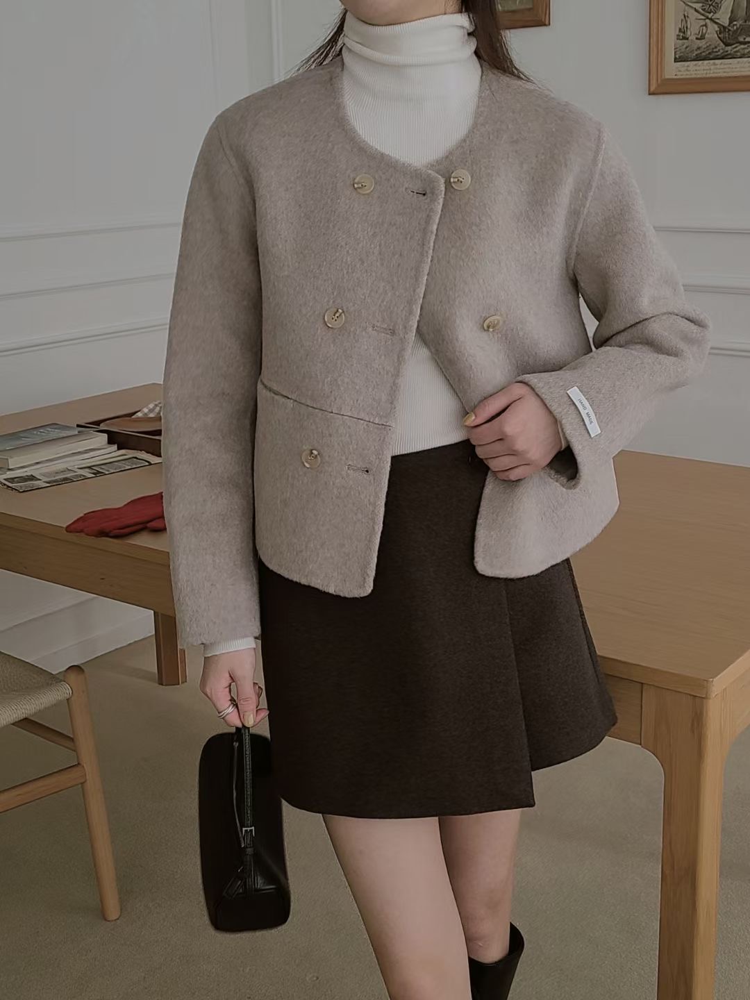 BRING東大門實拍女士新款人氣休閑時尚推薦熱賣職業短款大衣BRING短款大衣圖色1