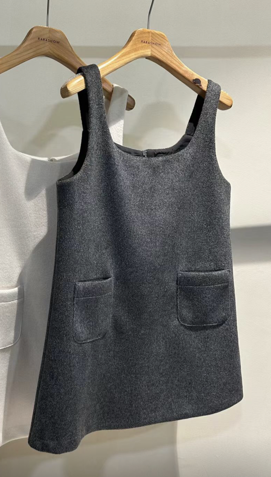 RARASHOW韓國直郵女士新款時尚休閑連衣裙不含內搭羊毛口袋RARASHOW連衣裙圖色2