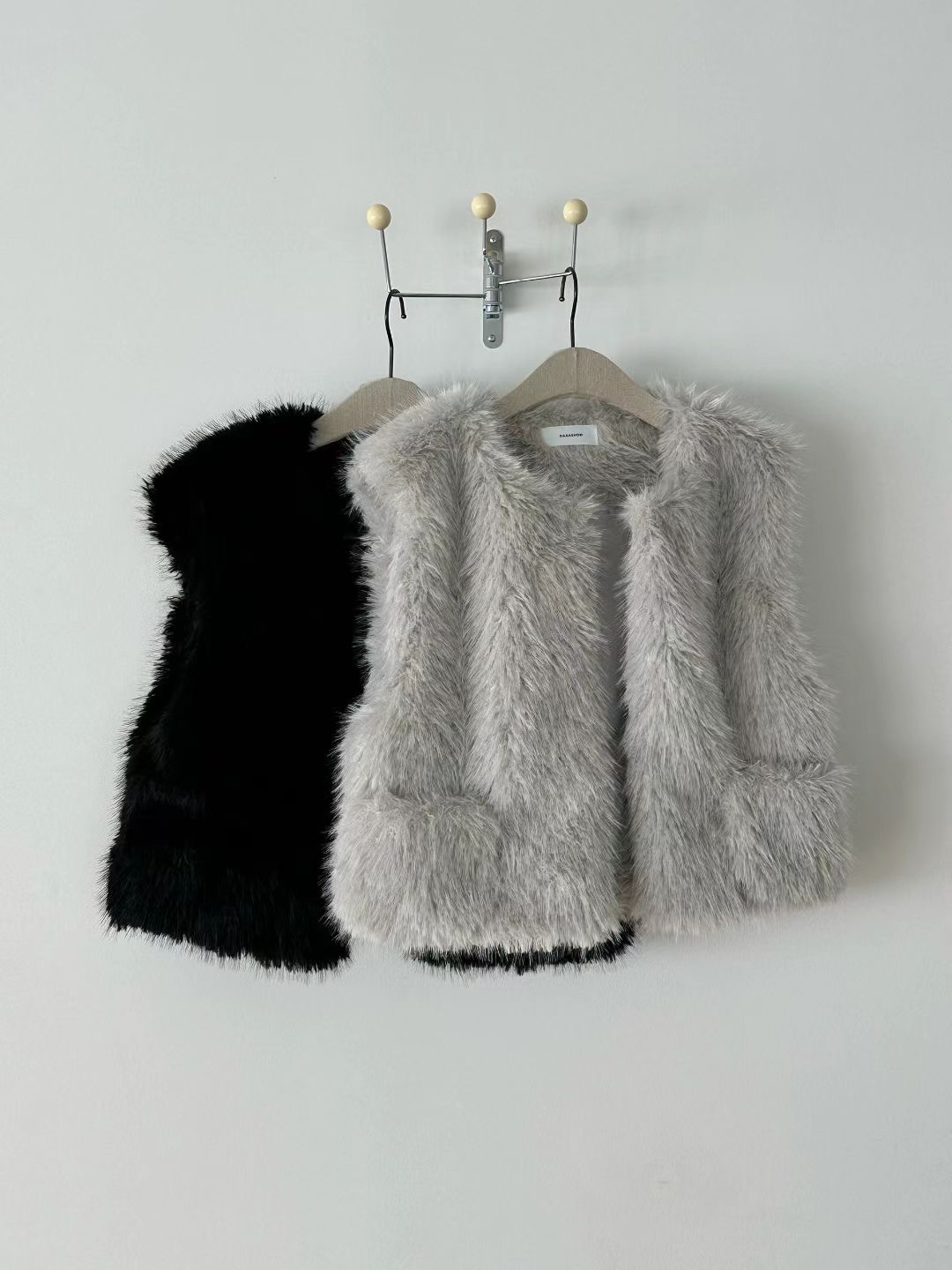 RARASHOW東大門實拍女裝新品25秋冬熱賣職業休閑馬甲毛皮RARASHOW馬甲