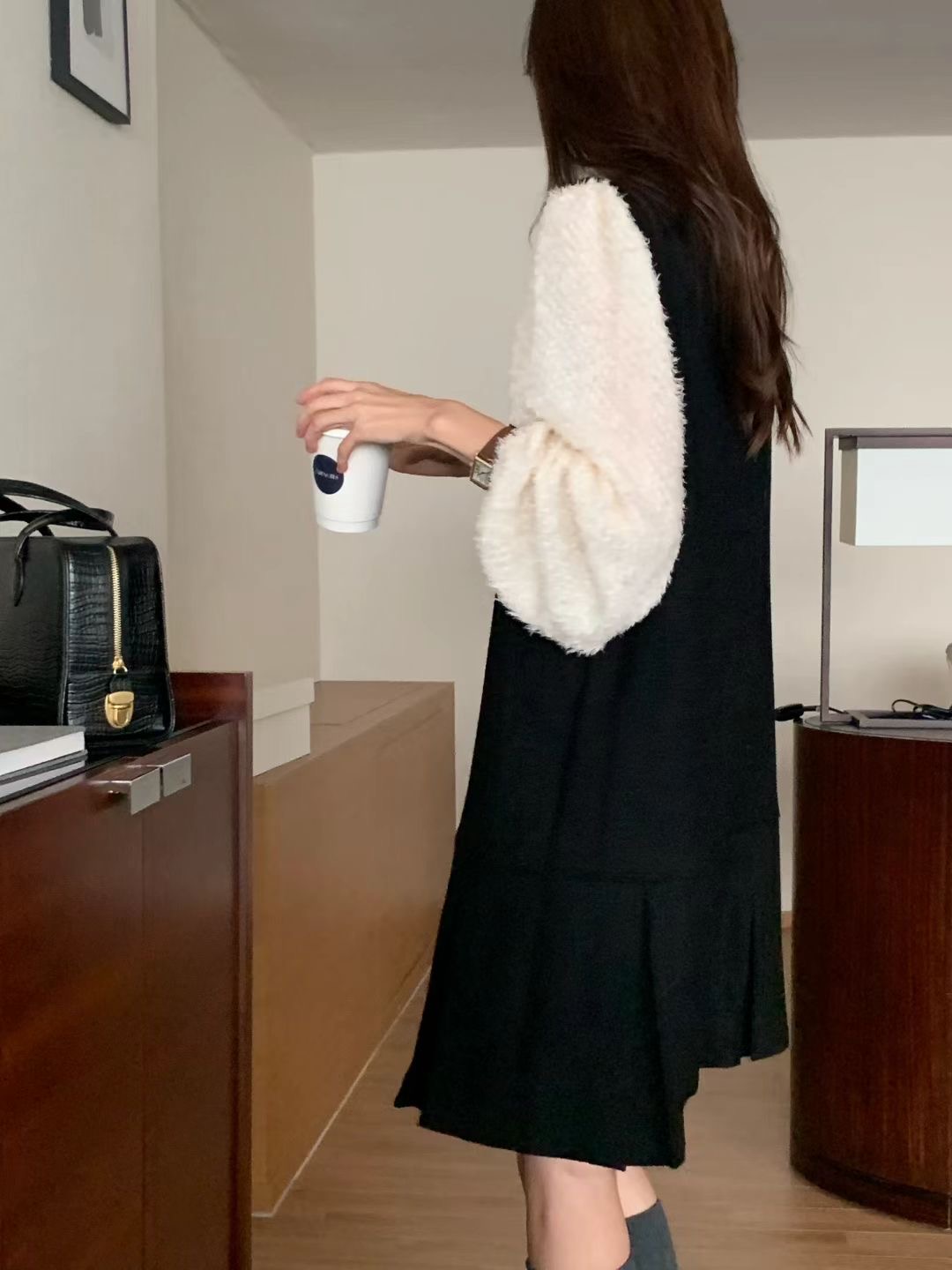 RARASHOW韓國代購女裝新款熱賣連衣裙不含內搭粗花呢褶裥RARASHOW連衣裙