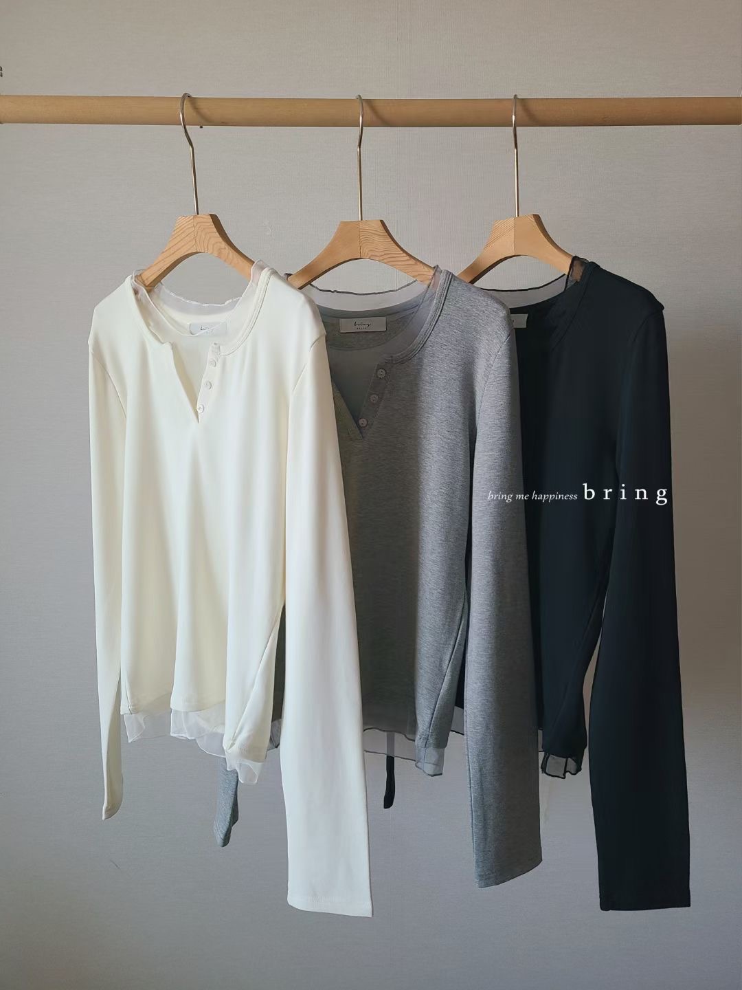 BRING東大門代購女裝新品推薦熱賣25秋冬職業休閑長袖T恤BRING長袖T恤