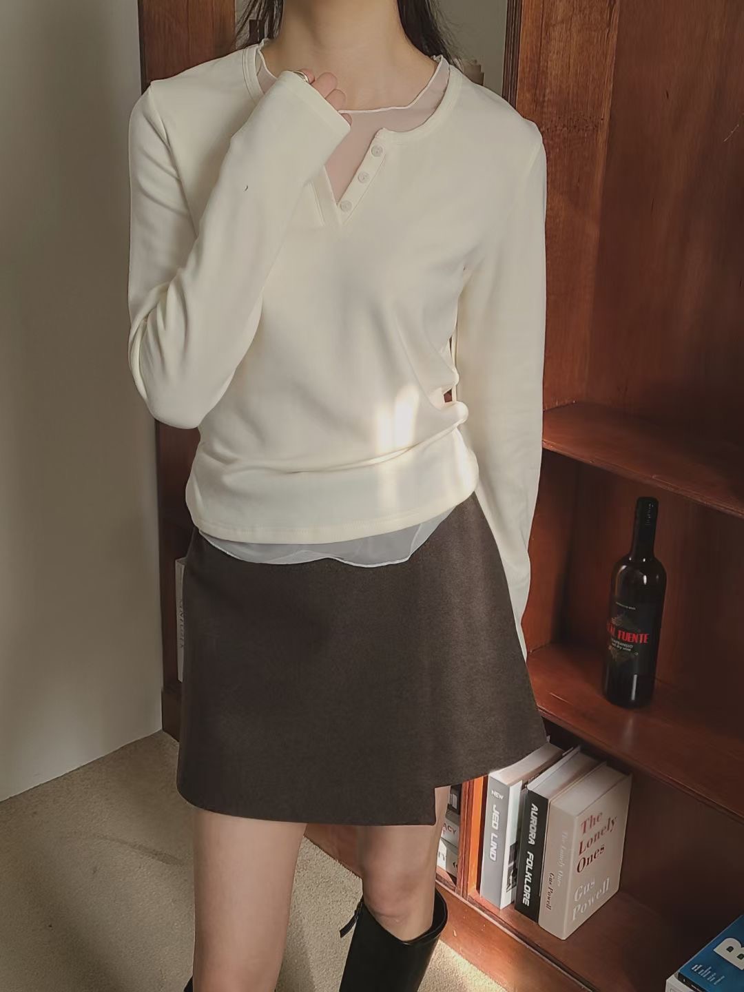 BRING東大門代購女裝新品推薦熱賣25秋冬職業休閑長袖T恤BRING長袖T恤圖色1