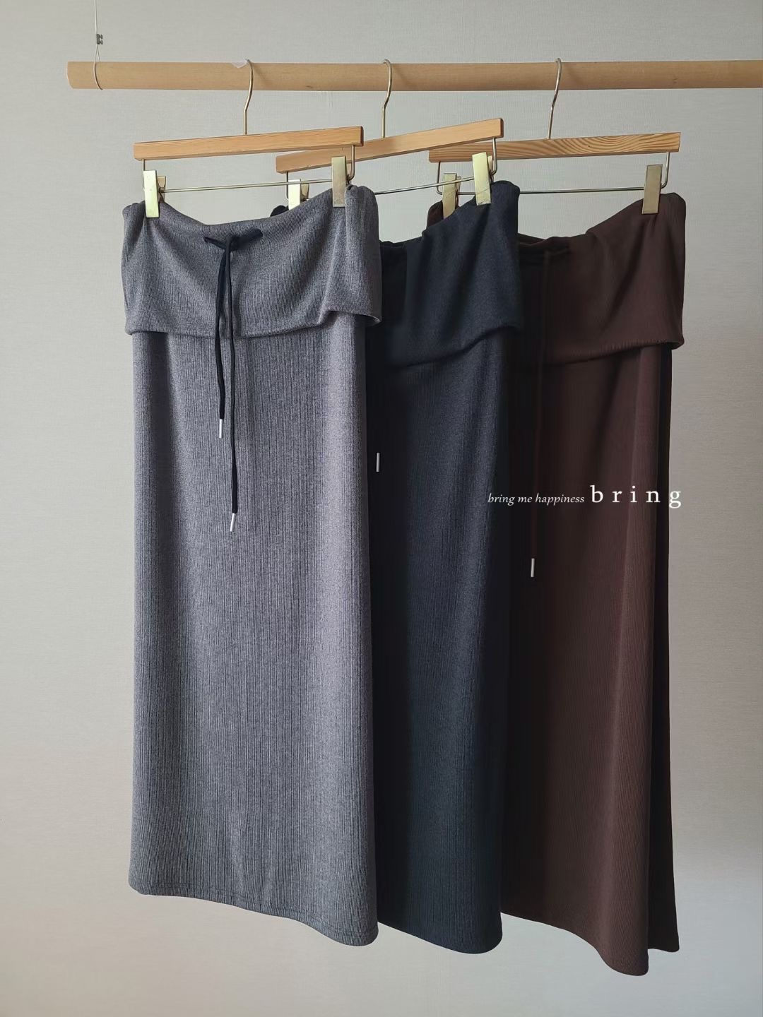 BRING韓國代購女裝新品人氣時尚推薦休閑25秋冬熱賣職業長裙BRING長裙