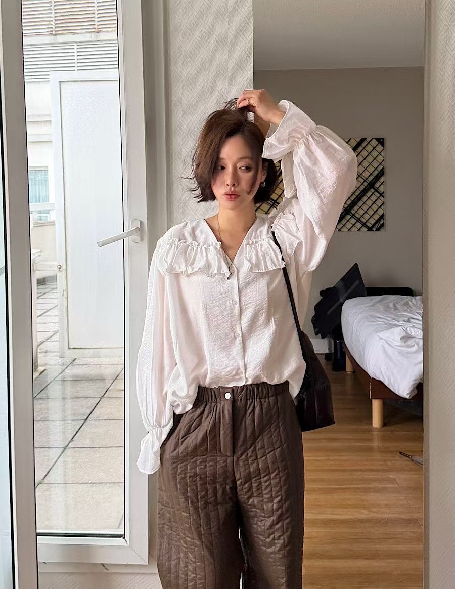 RARASHOW東大門直郵女士新款休閑時尚職業25秋冬襯衫蕾絲衫RARASHOW襯衫/蕾絲衫