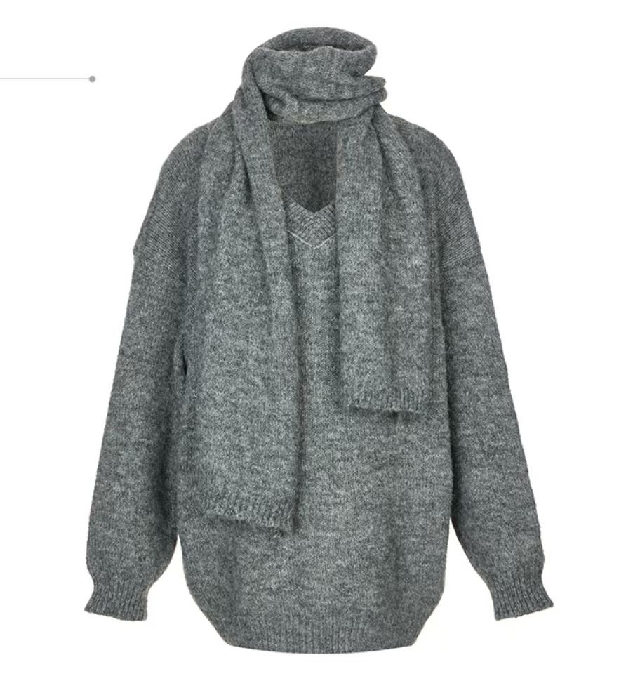 S.W SHOP-에스 더블유샵-T㊣東大門代購女裝新款休閑針織衫含圍巾S.W SHOP針織衫圖色3