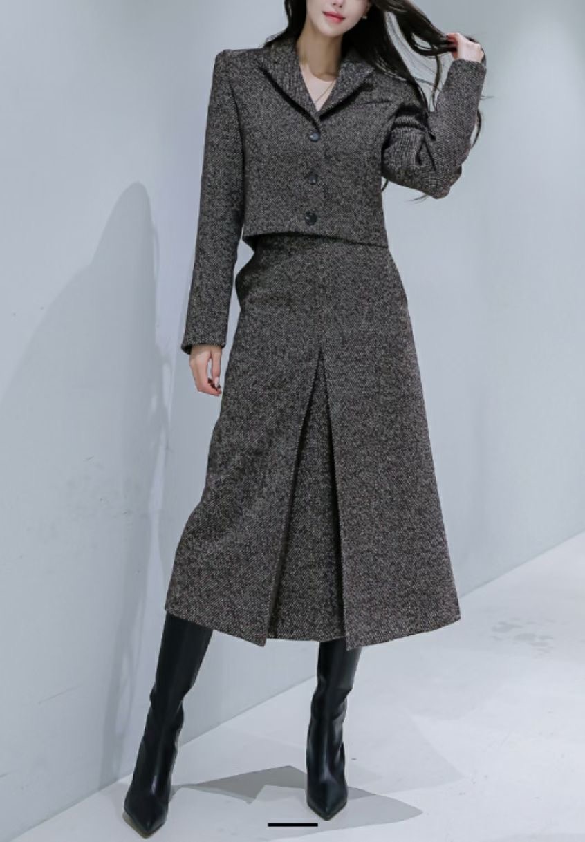 S.W SHOP-에스 더블유샵-T韓國直郵㊣女士新品熱賣套裝人字紋S.W SHOP套裝圖色1