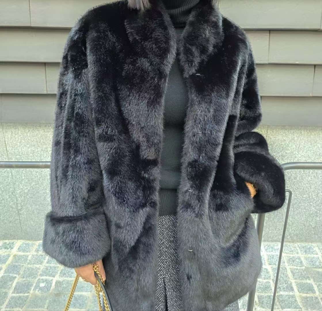 S.W SHOP-에스 더블유샵-T東大門直郵㊣女裝新款26春夏中長款大衣皮草高領S.W SHOP中長款大衣圖色2