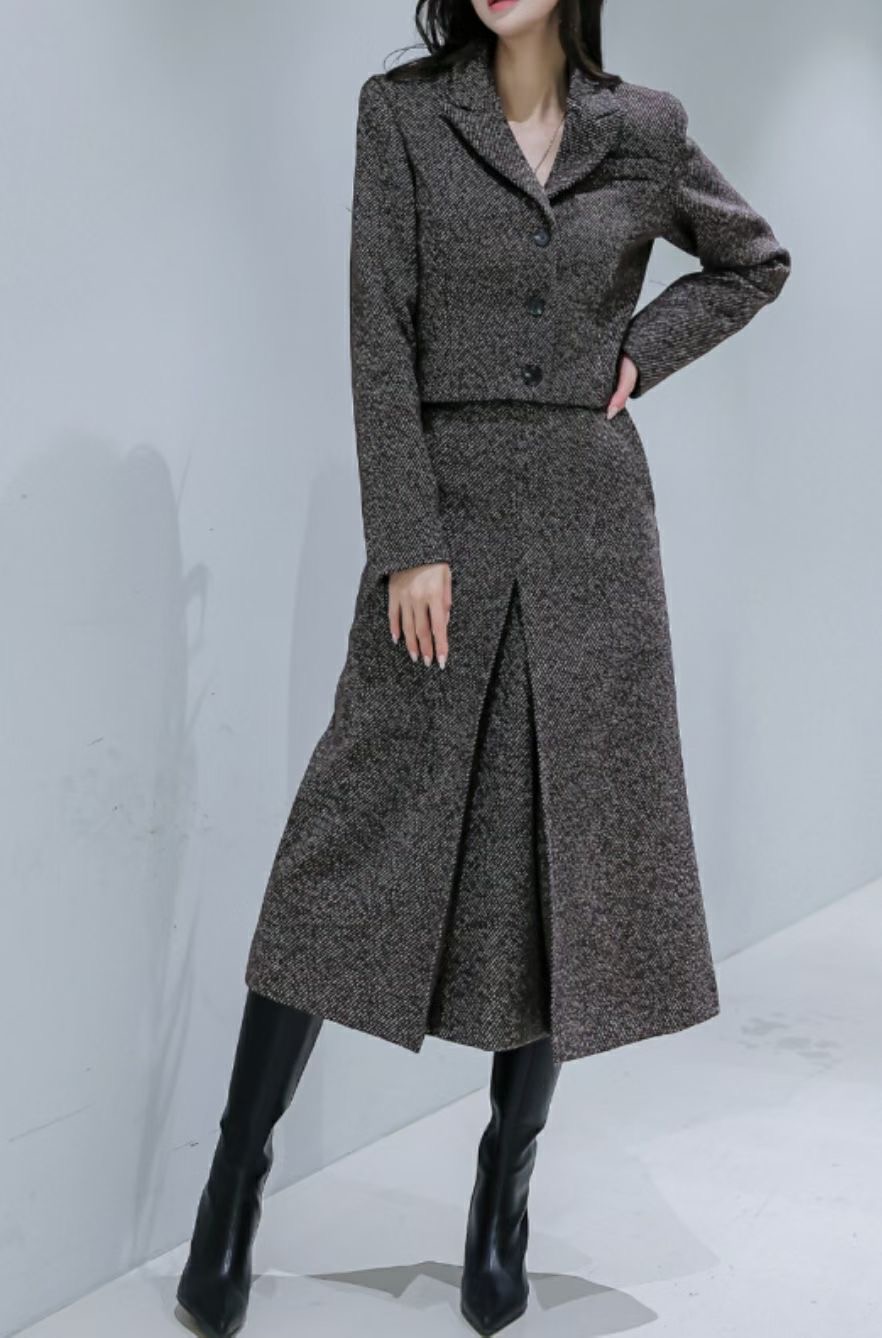 S.W SHOP-에스 더블유샵-T㊣東大門實拍女士新品推薦夾克人字紋S.W SHOP夾克