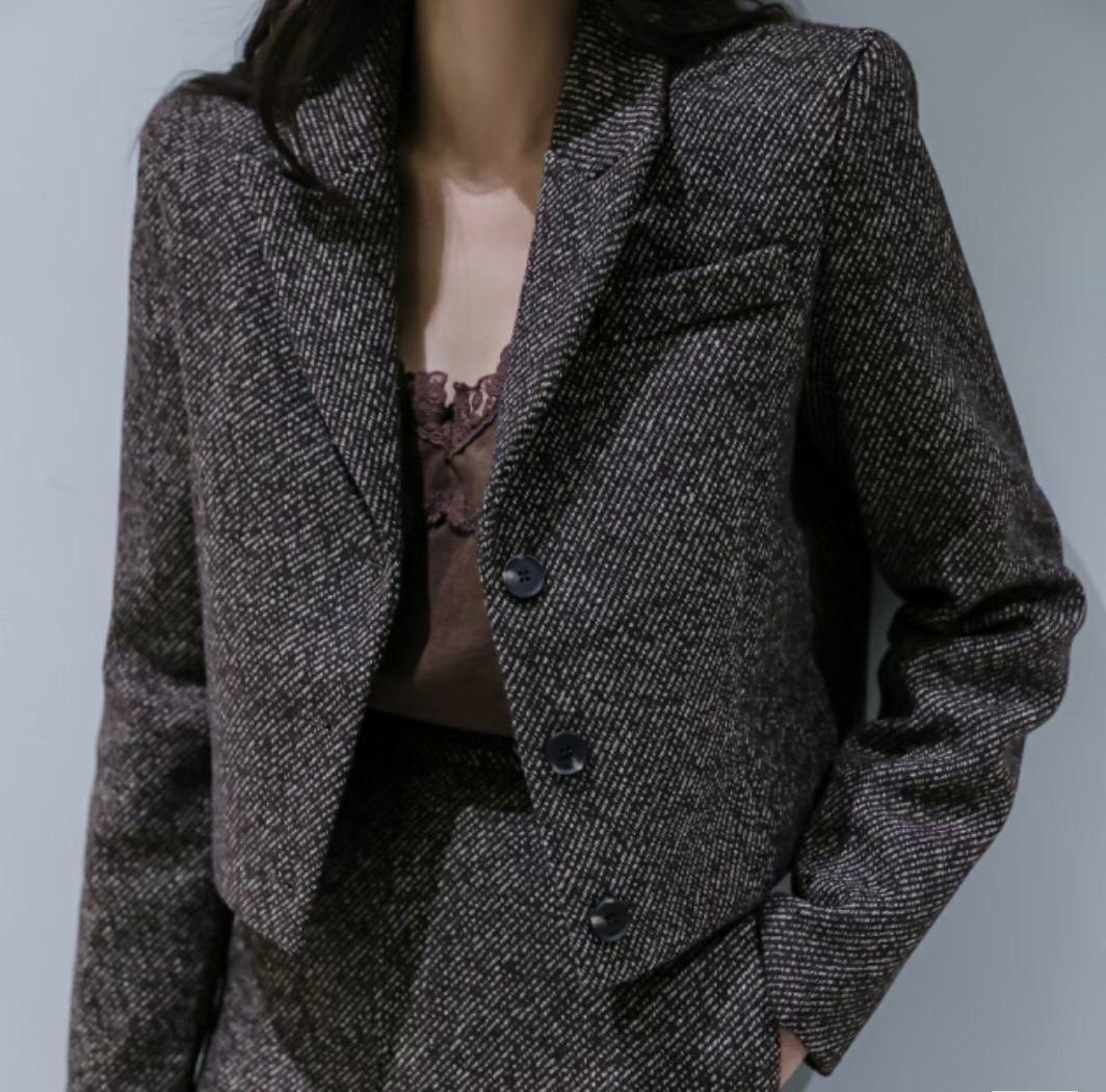 S.W SHOP-에스 더블유샵-T㊣東大門實拍女士新品推薦夾克人字紋S.W SHOP夾克圖色1