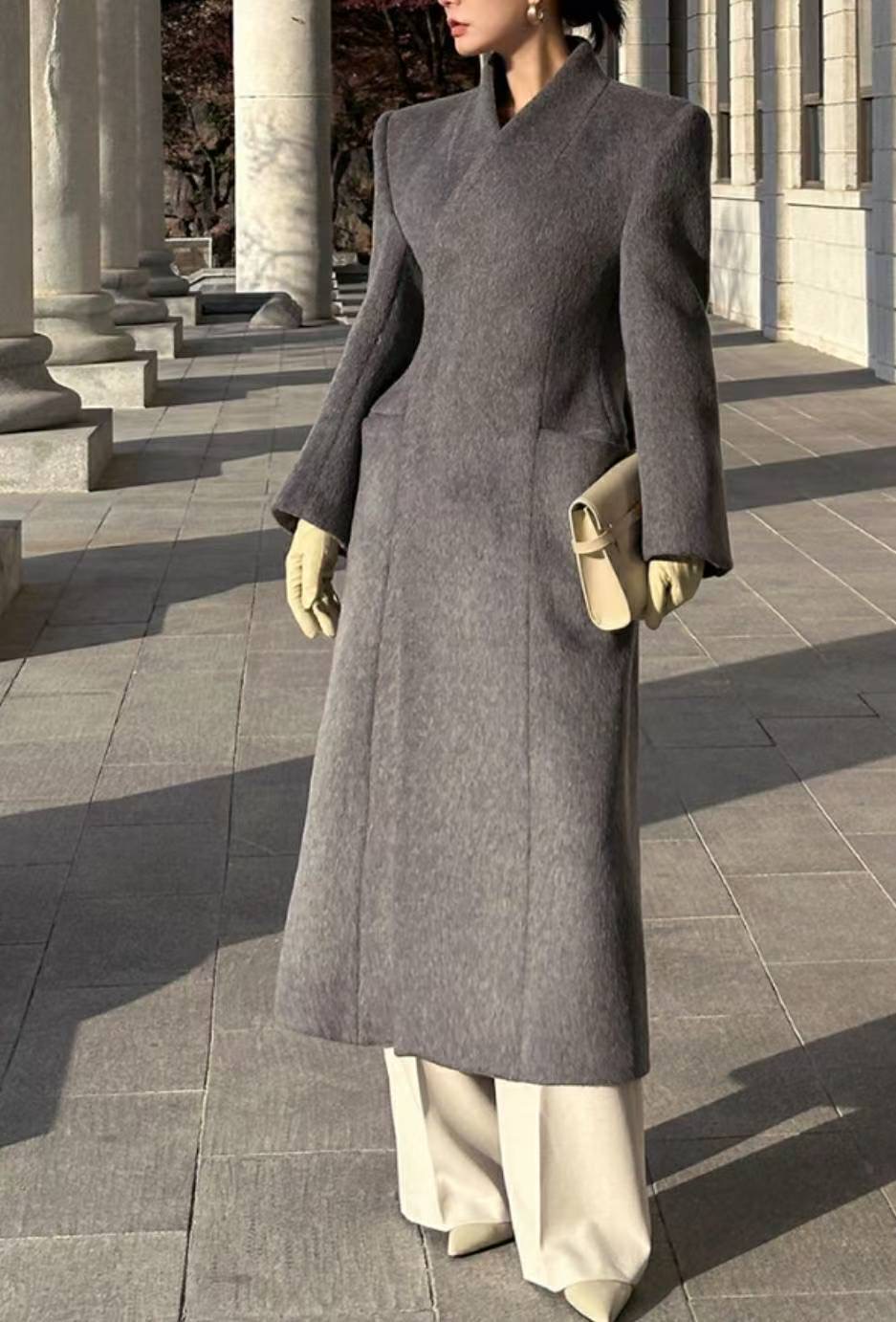 S.W SHOP-에스 더블유샵-T㊣東大門實拍女士新品時尚中長款大衣羊毛高領S.W SHOP中長款大衣圖色2