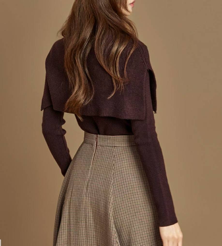 S.W SHOP-에스 더블유샵-T韓國代購㊣女士新品熱賣針織衫兩件套披肩S.W SHOP針織衫