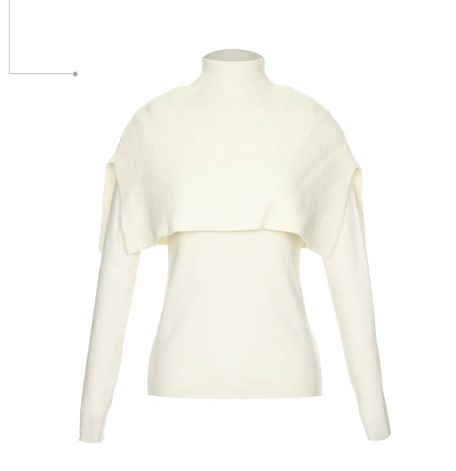 S.W SHOP-에스 더블유샵-T韓國代購㊣女士新品熱賣針織衫兩件套披肩S.W SHOP針織衫圖色2