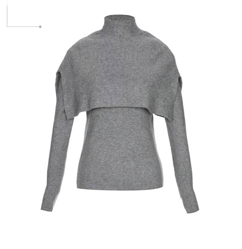 S.W SHOP-에스 더블유샵-T韓國代購㊣女士新品熱賣針織衫兩件套披肩S.W SHOP針織衫圖色3