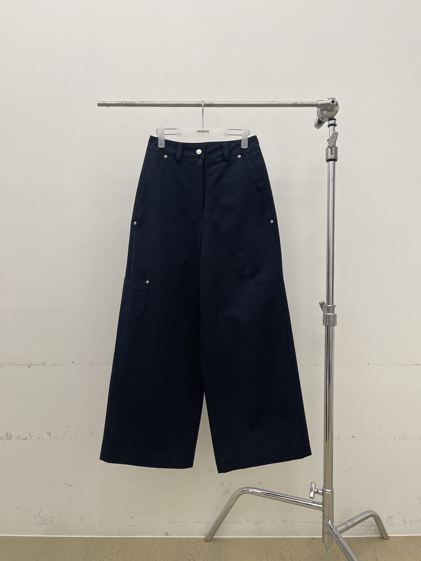 ATMOSPHERE㊣東大門代購女裝新款職業推薦熱賣休閑褲口袋纖維ATMOSPHERE/BLING休閑褲圖色3藏藍