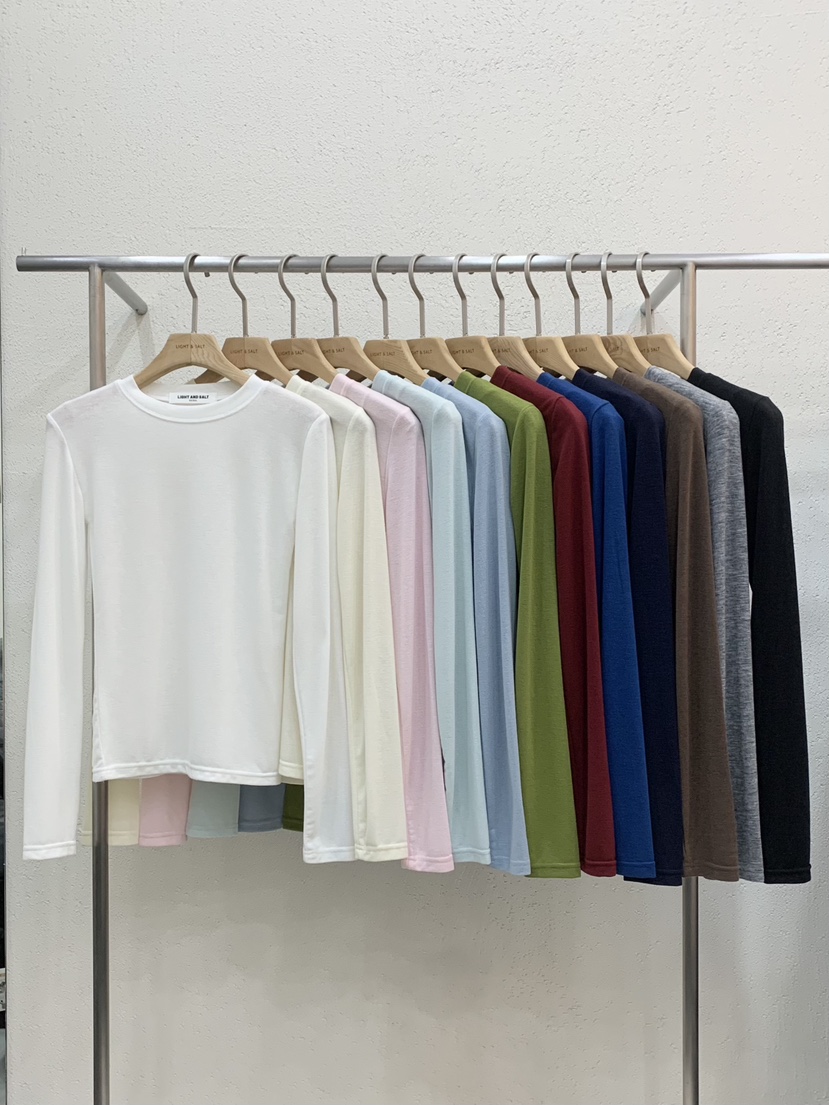 LIGHT AND SALT韓國代購㊣女士新款真品26春夏長袖T恤天絲春款LIGHT AND SALT長袖T恤