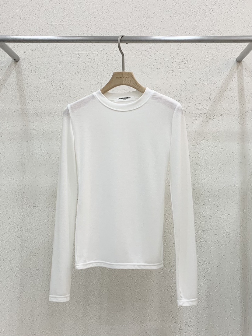 LIGHT AND SALT韓國代購㊣女士新款真品26春夏長袖T恤天絲春款LIGHT AND SALT長袖T恤圖色1