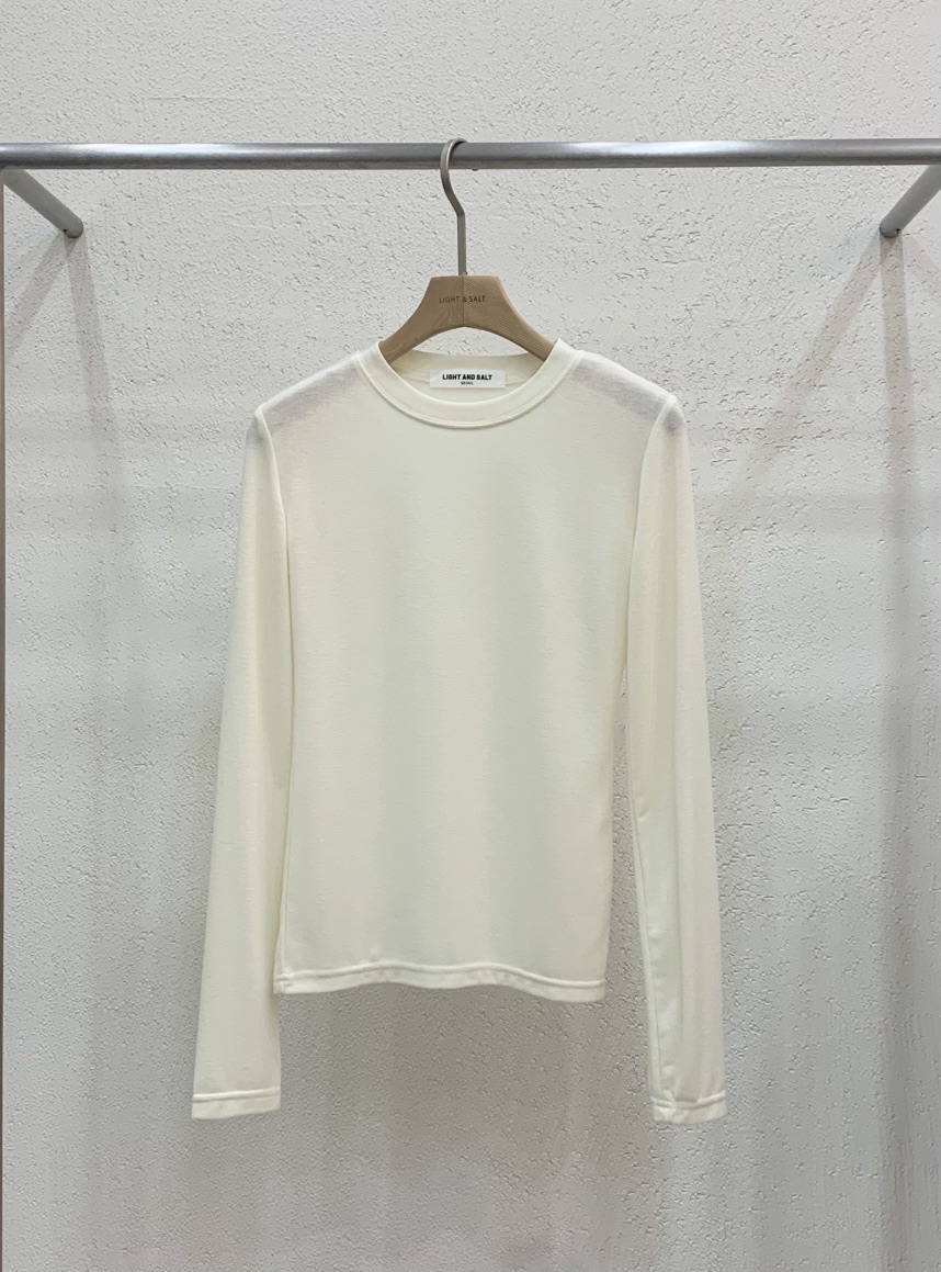 LIGHT AND SALT韓國代購㊣女士新款真品26春夏長袖T恤天絲春款LIGHT AND SALT長袖T恤圖色2淡黃色