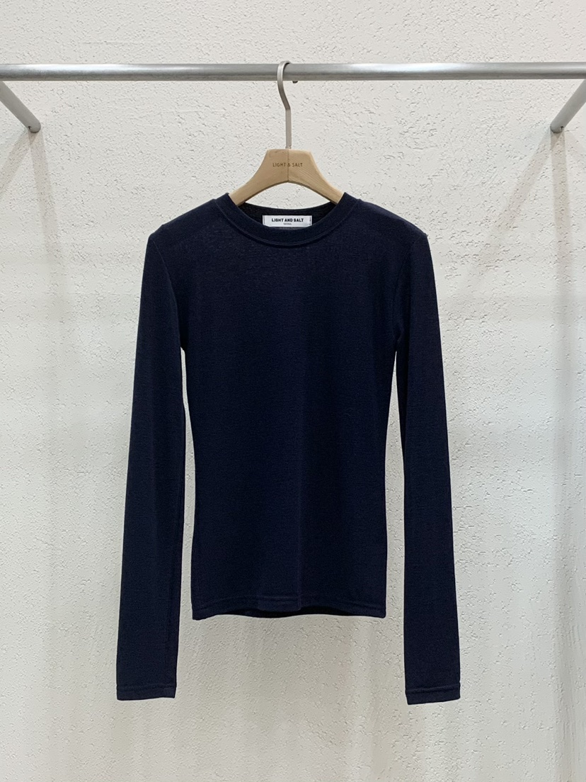 LIGHT AND SALT韓國代購㊣女士新款真品26春夏長袖T恤天絲春款LIGHT AND SALT長袖T恤圖色9深藍色