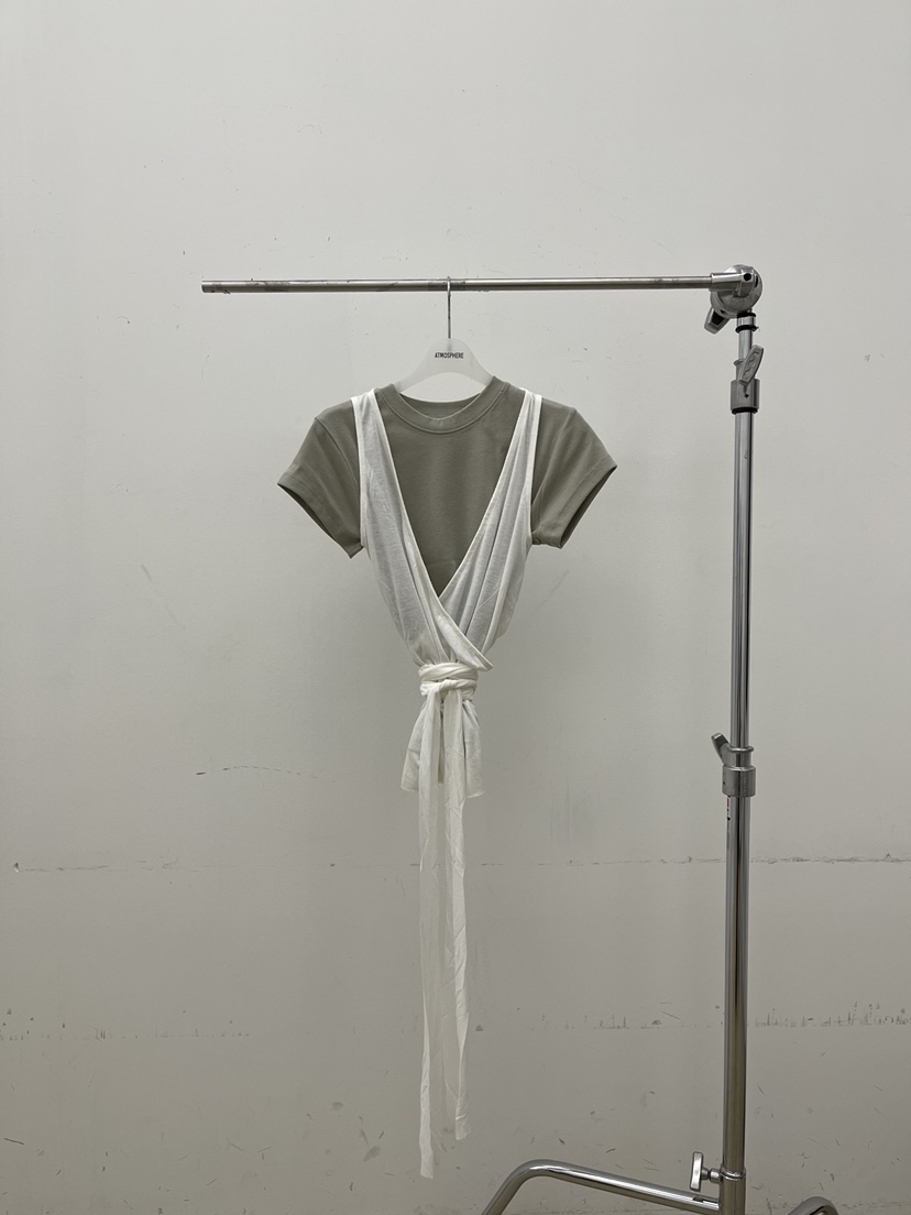 ATMOSPHERE韓國代購㊣女裝新款休閑時尚26春夏推薦T恤假兩件ATMOSPHERE/BLINGT恤圖色1