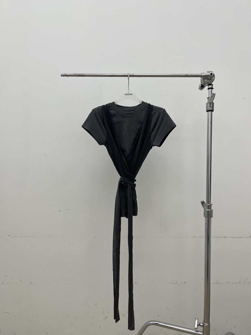 ATMOSPHERE韓國代購㊣女裝新款休閑時尚26春夏推薦T恤假兩件ATMOSPHERE/BLINGT恤圖色3墨